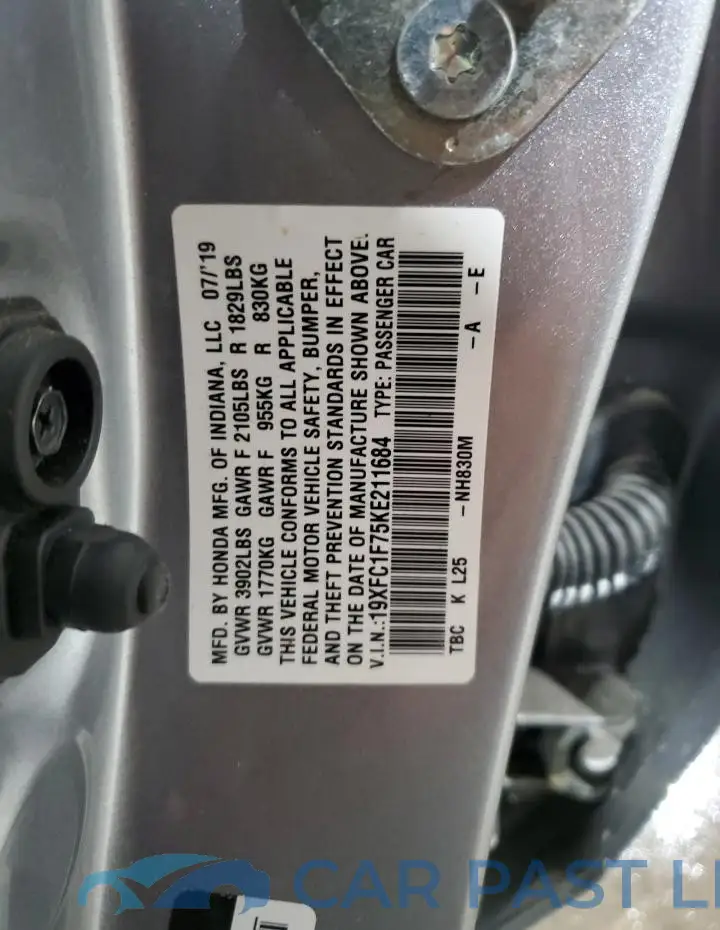 19XFC1F75KE211684# 13