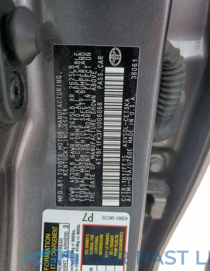 4T1BF1FK3FU006068# 12