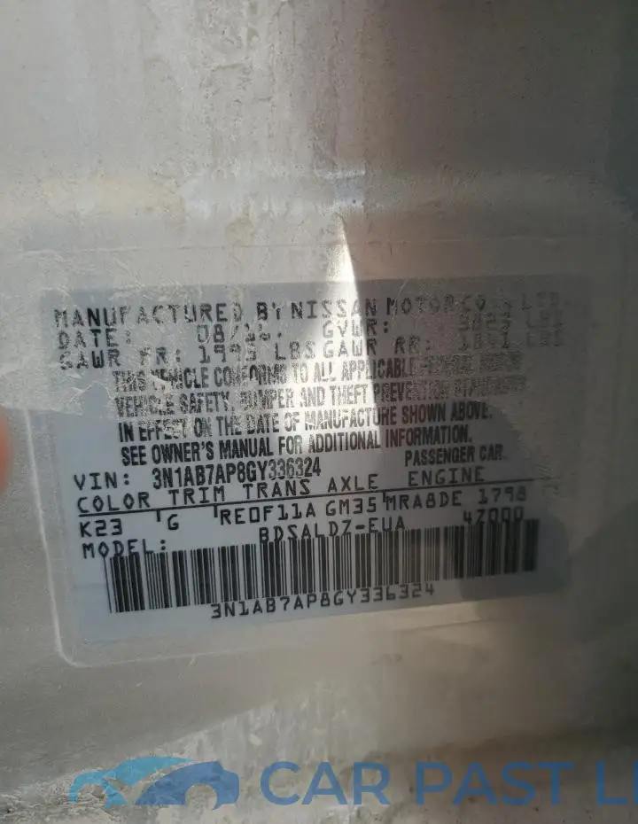 3N1AB7AP8GY336324# 12