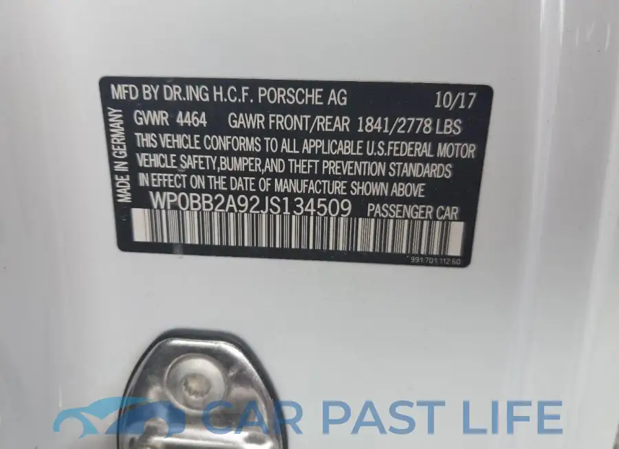 WP0BB2A92JS134509# 14