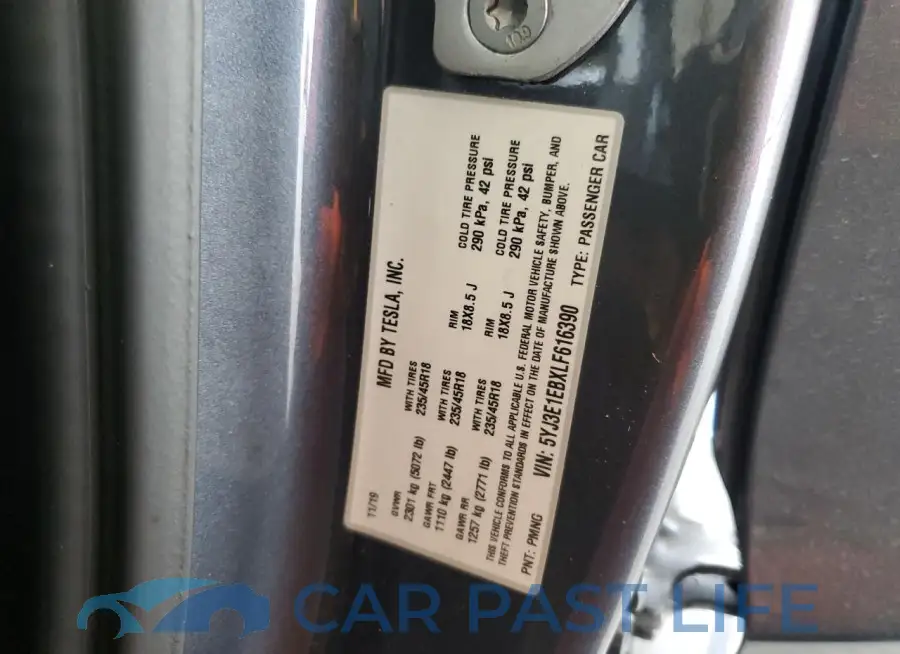 5YJ3E1EBXLF616390# 12