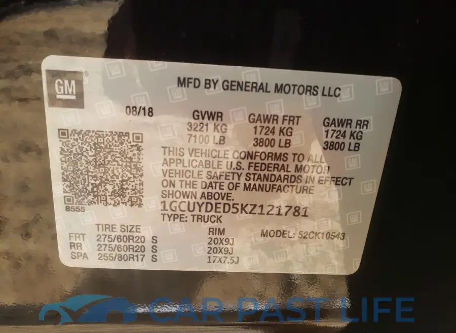 1GCUYDED5KZ121182# 10