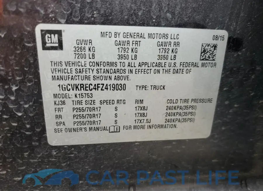 1GCVKREC4FZ419030# 12