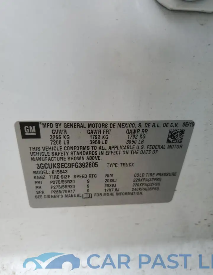 3GCUKSEC9FG392605# 12