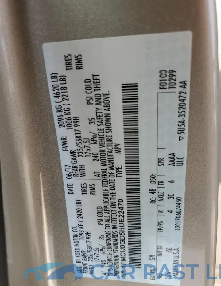 1FMCU0GD5HUE22470# 13