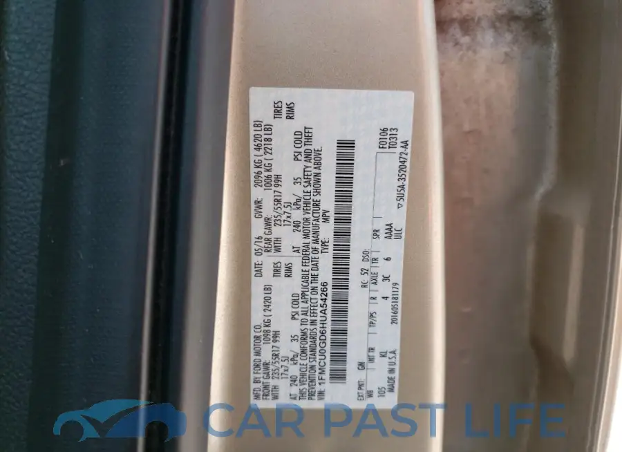 1FMCU0GD6HUA54266# 13