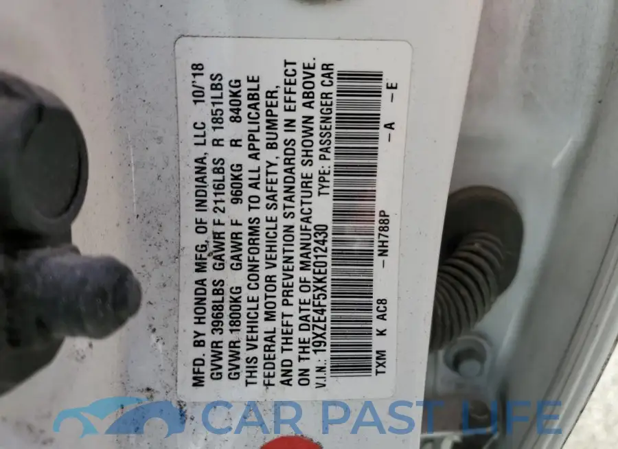 19XZE4F5XKE012430# 12