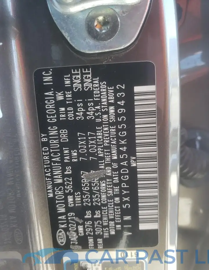 5XYPGDA54KG559432# 13