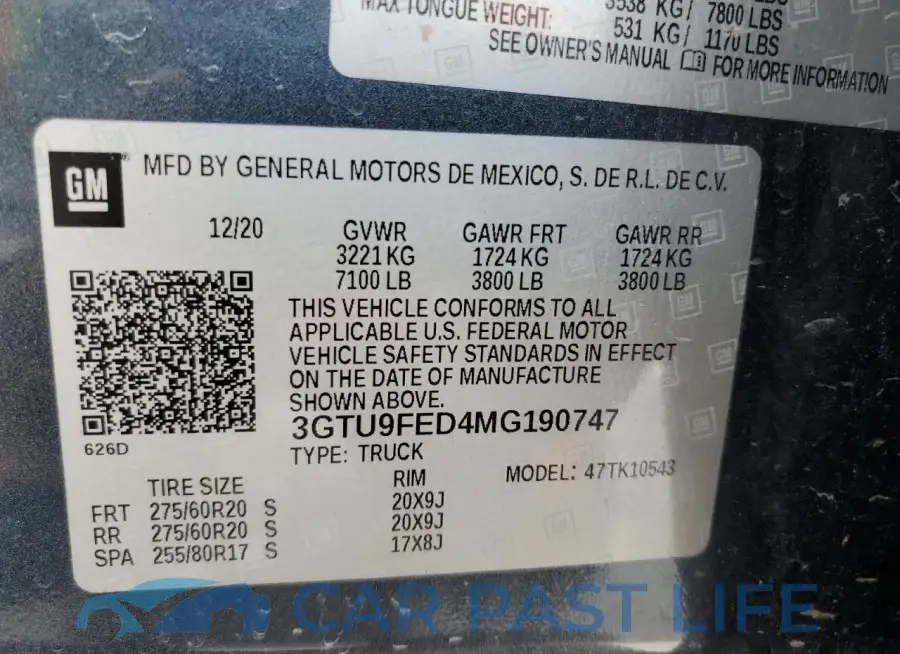 3GTU9FED4MG190747# 13