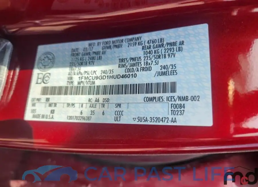 1FMCU9GD1HUD46010# 10