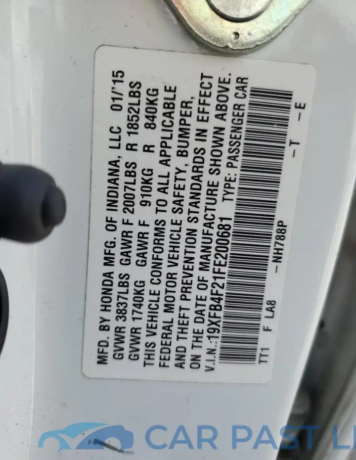19XFB4F21FE200681# 12