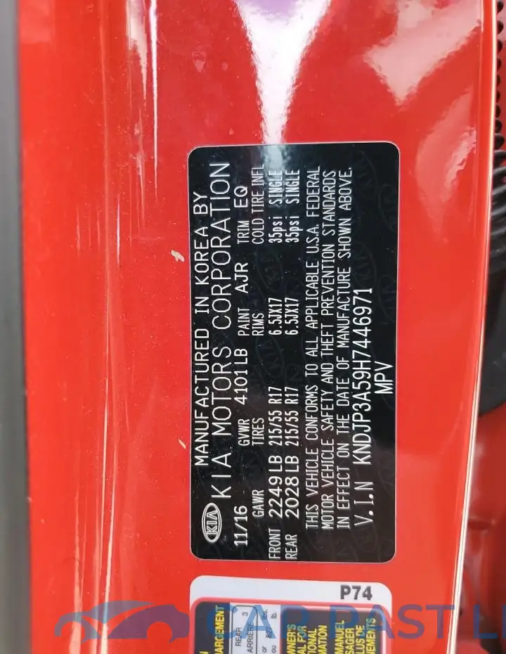 KNDJP3A59H7446971# 14