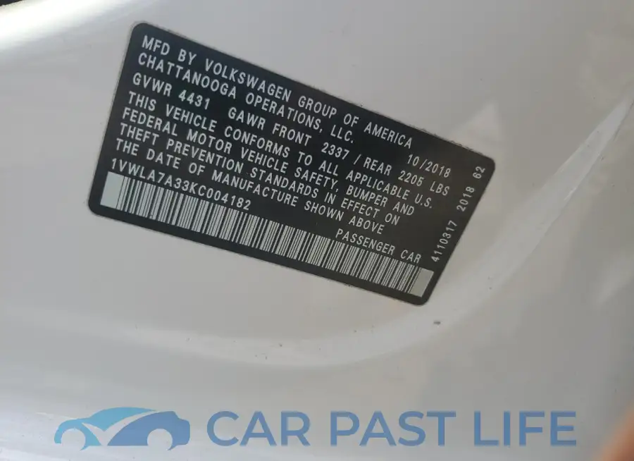 1VWLA7A33KC004182# 12