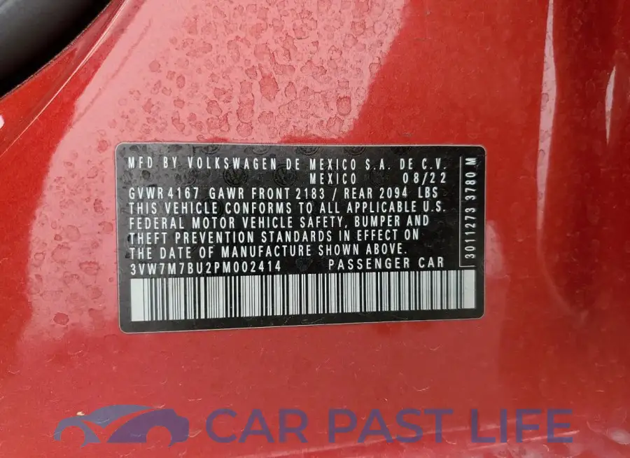 3VW7M7BU2PM002414# 12