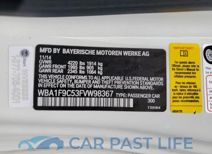 WBA1F9C53FVW98367# 12