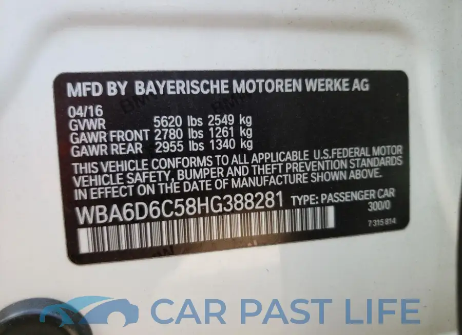 WBA6D6C58HG388281# 12