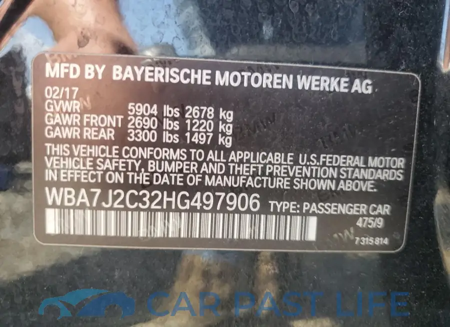 WBA7J2C32HG497906# 12