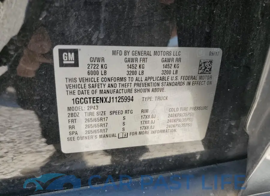 1GCGTEENXJ1125994# 12