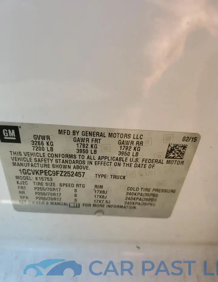 1GCVKPEC9FZ252457# 12