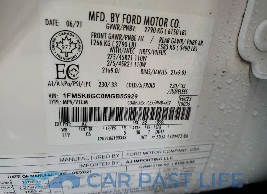 1FM5K8GC0MGB55929# 13