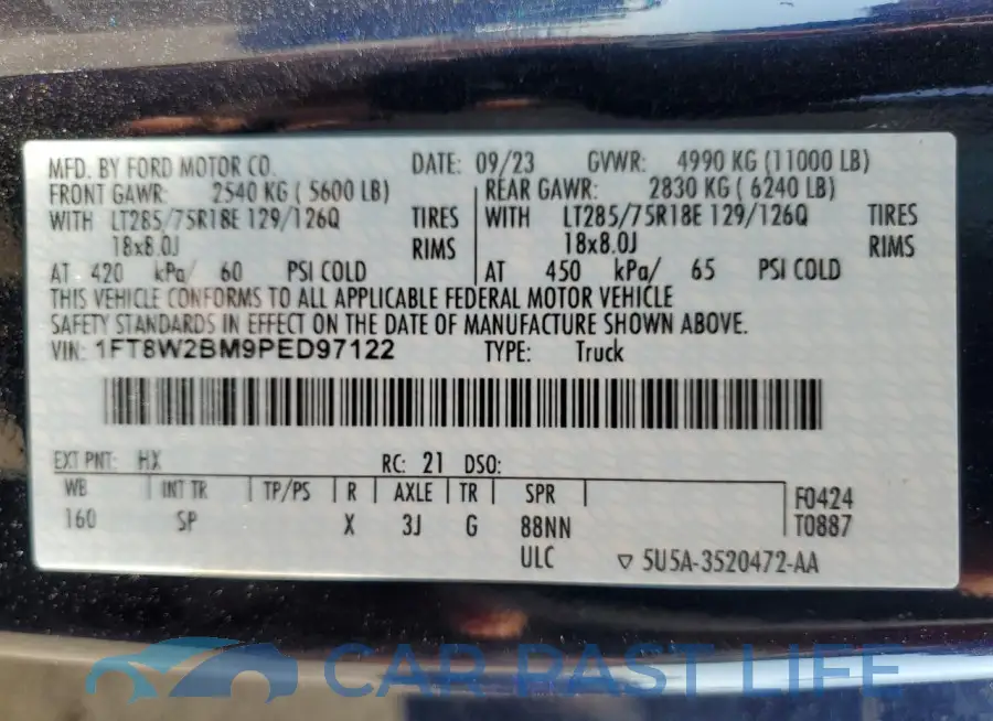 1FT8W2BM9PED97122# 12