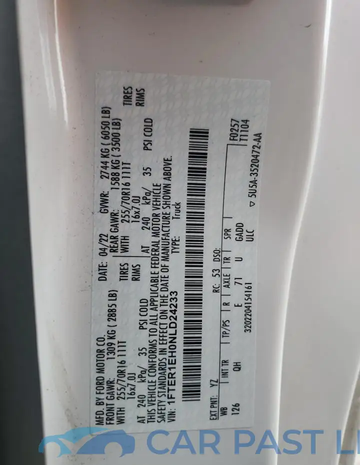 1FTER1EH0NLD24233# 12