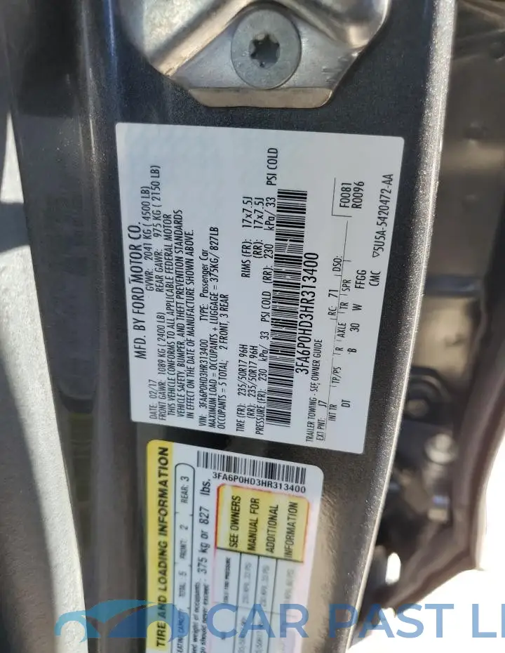 3FA6P0HD3HR313400# 12