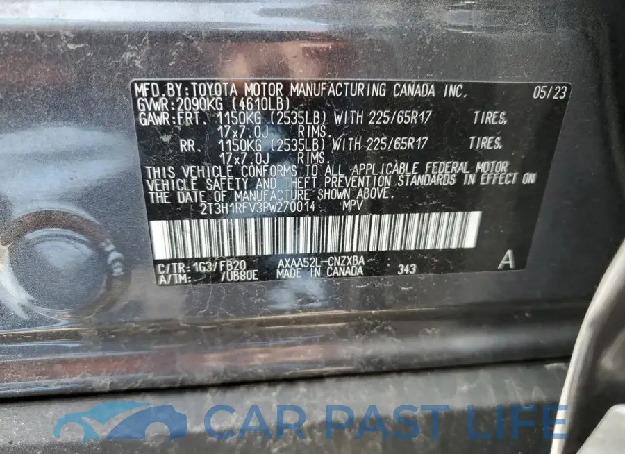 2T3H1RFV3PW270014# 12