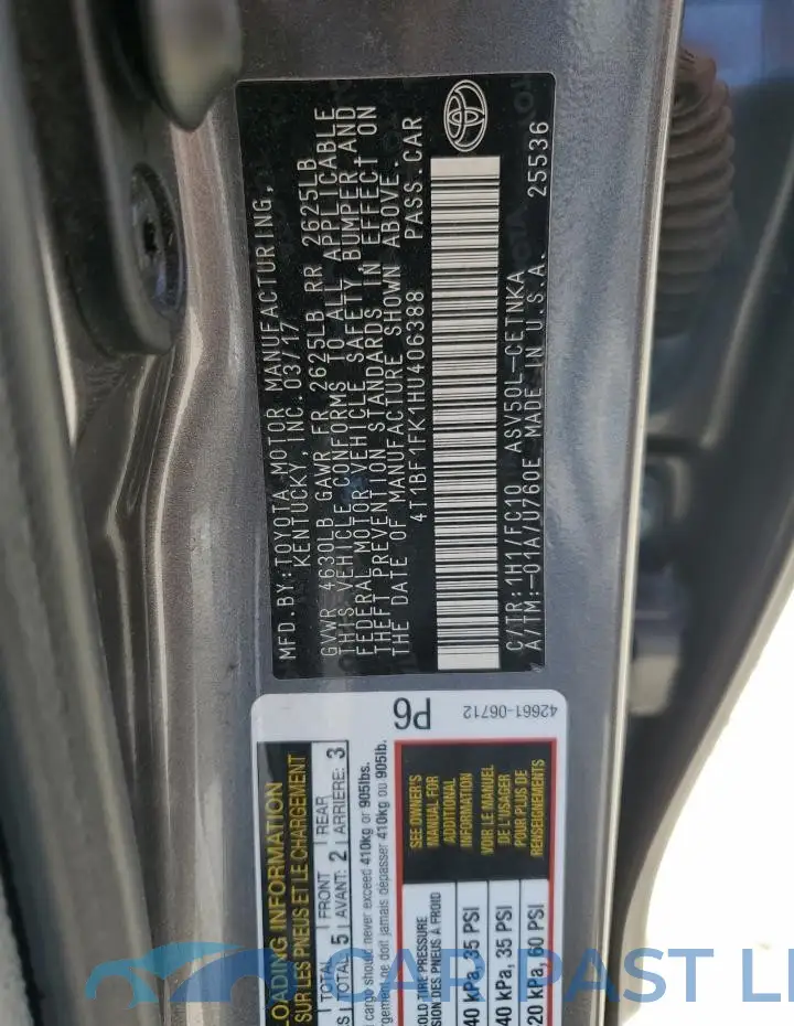 4T1BF1FK1HU406388# 12