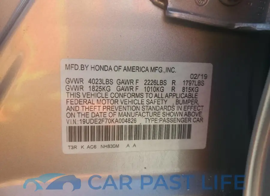 19UDE2F70KA004826# 13