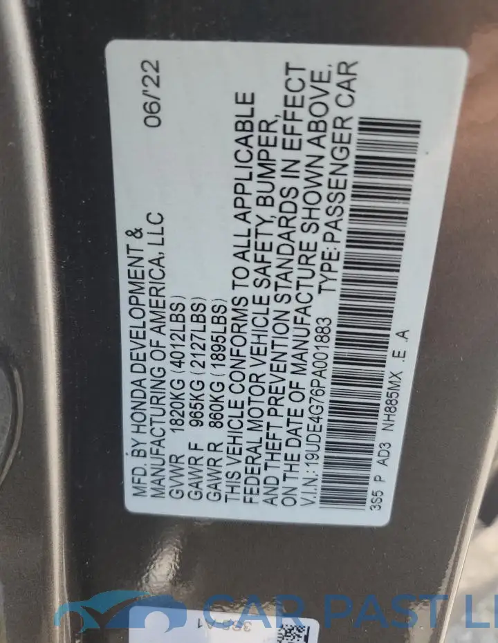 19UDE4G76PA001883# 12