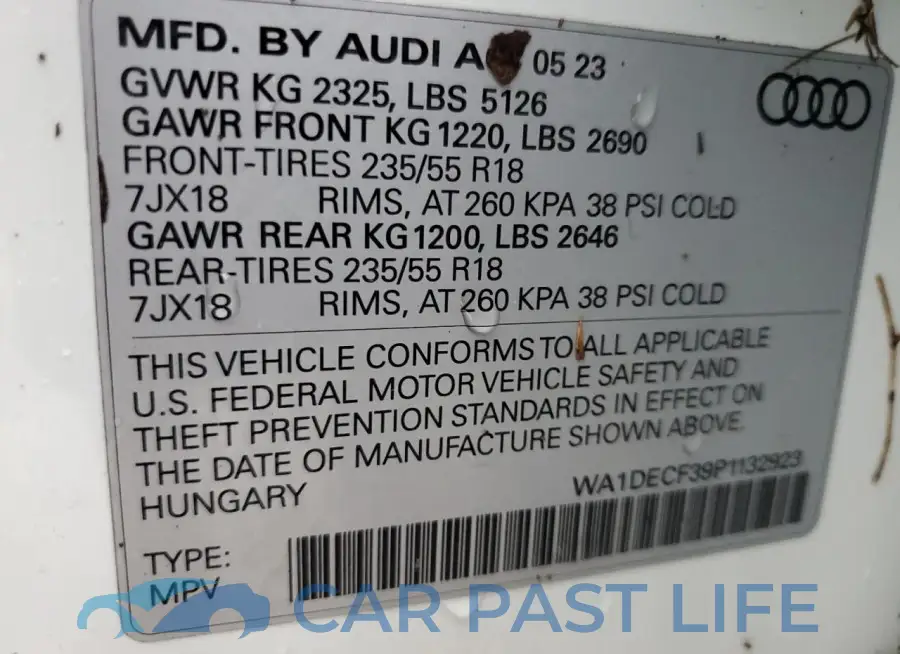 WA1DECF39P1132923# 13