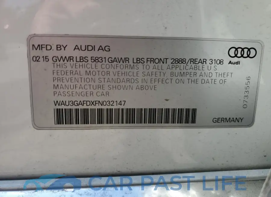 WAU3GAFDXFN032147# 12