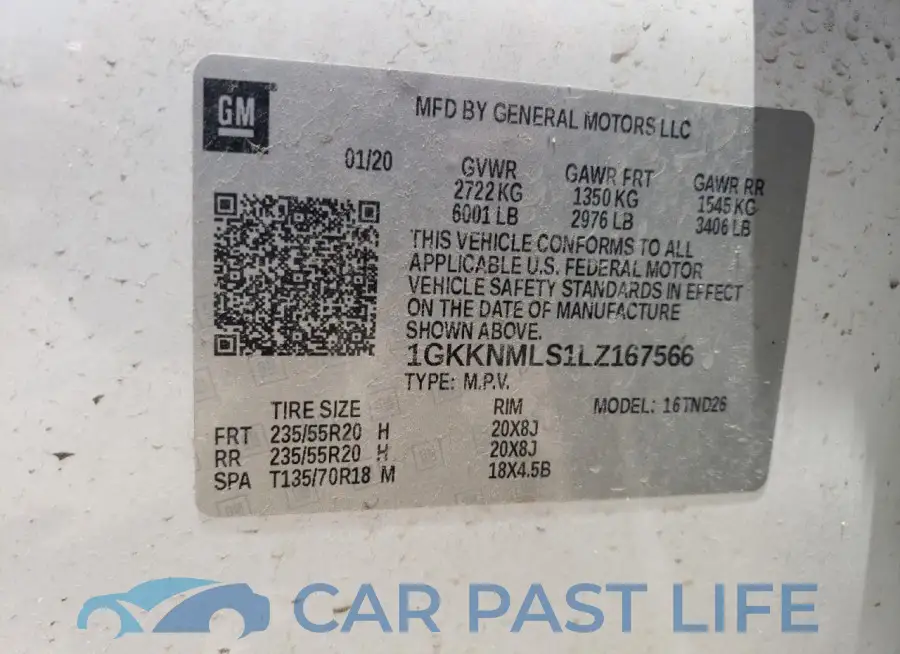 1GKKNMLS1LZ167566# 13