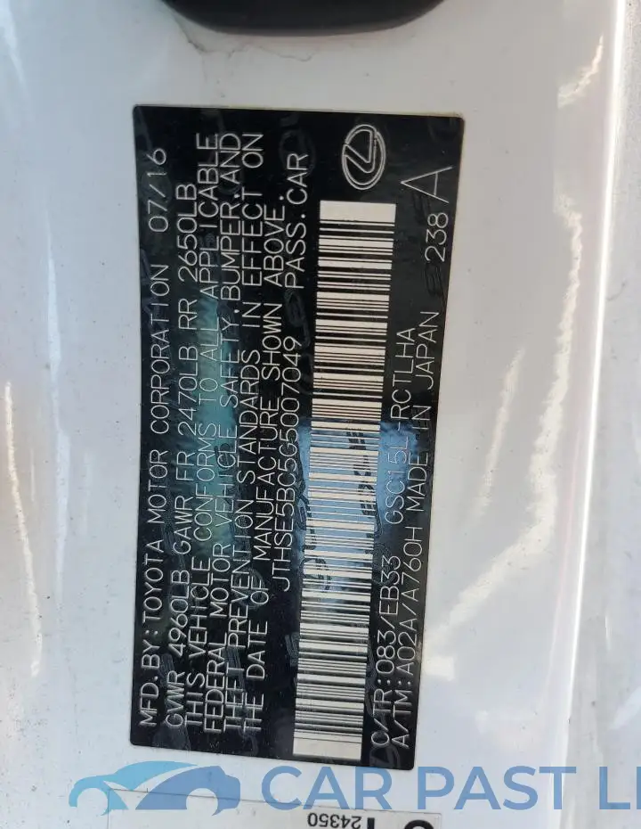 JTHSE5BC5G5007049# 12