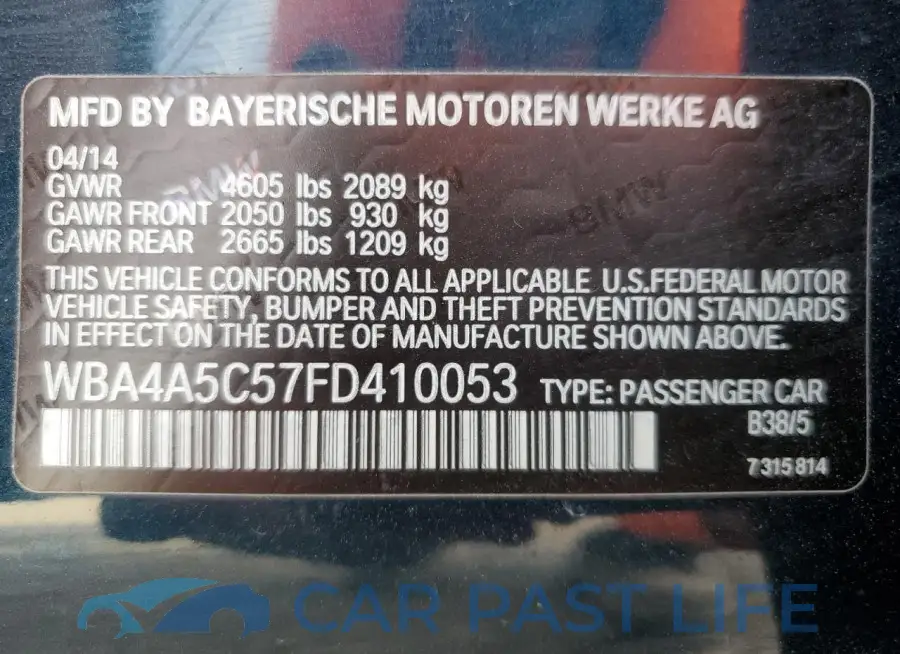 WBA4A5C57FD410053# 12