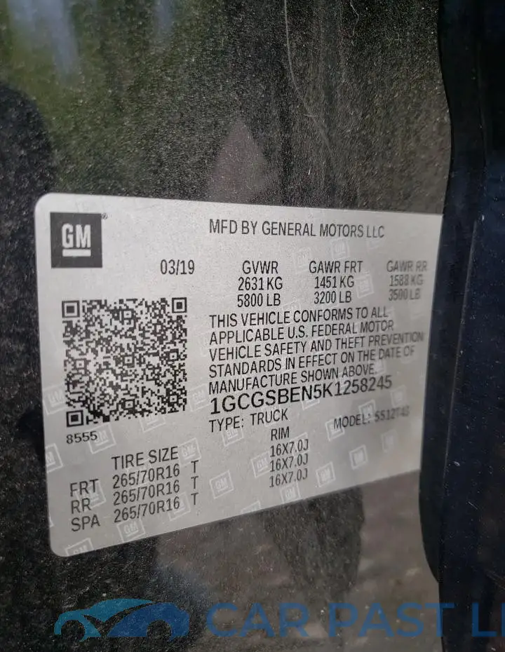 1GCGSBEN5K1258245# 12