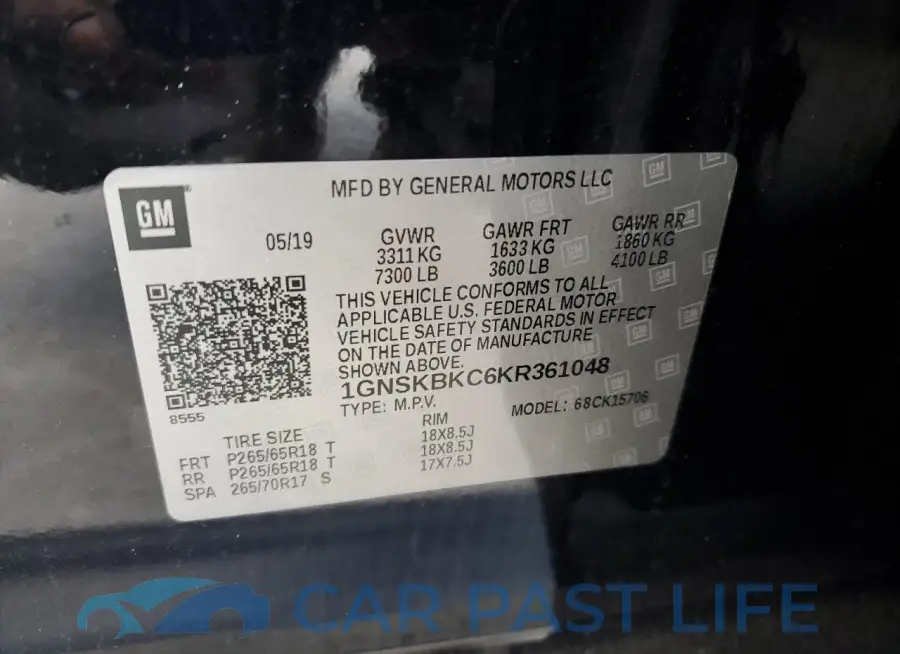 1GNSKBKC6KR361048# 14