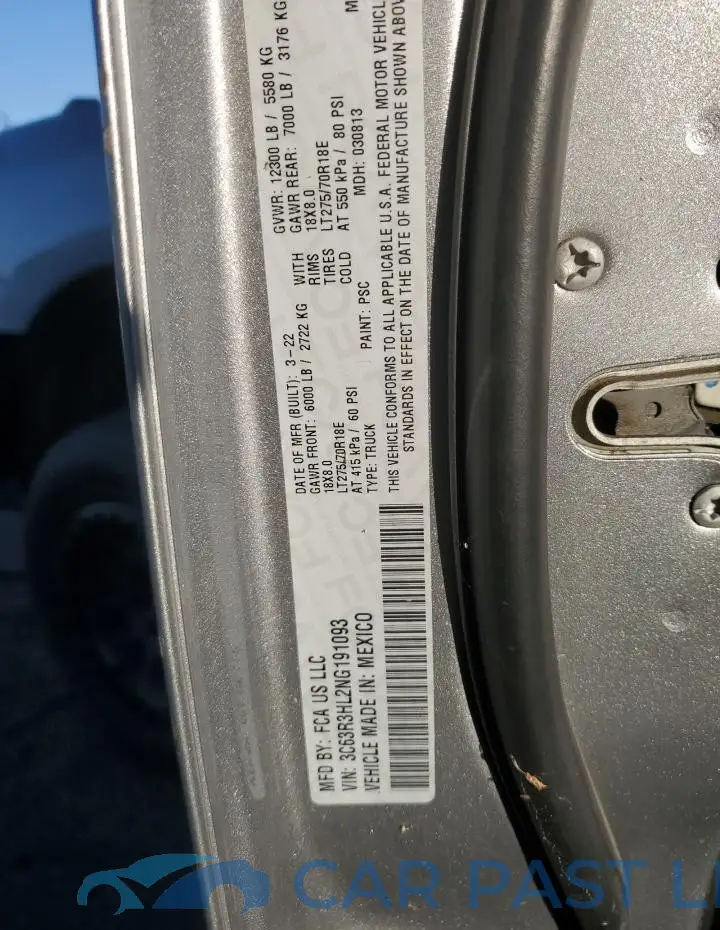 3C63R3HL2NG191093# 12