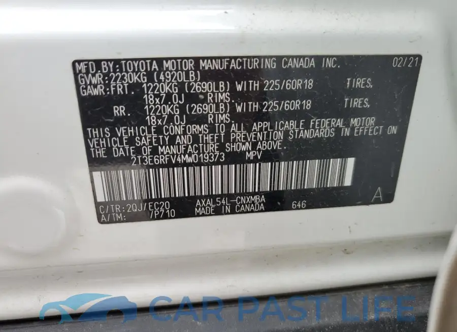 2T3E6RFV4MW019373# 13