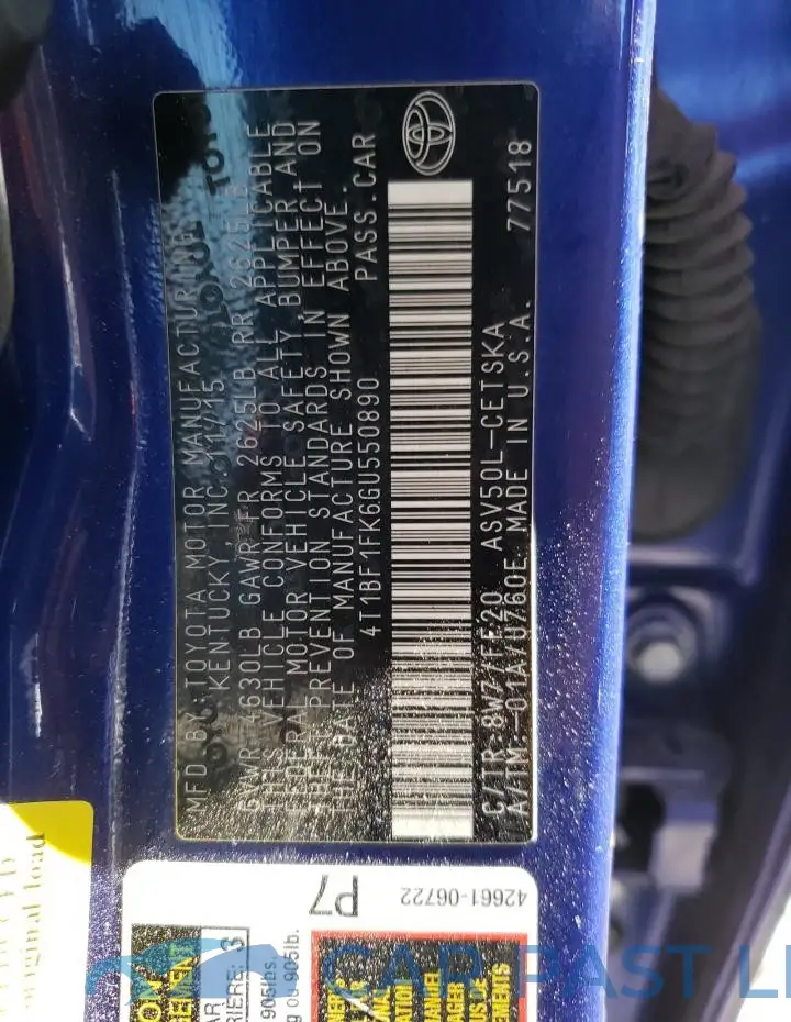 4T1BF1FK6GU550890# 12