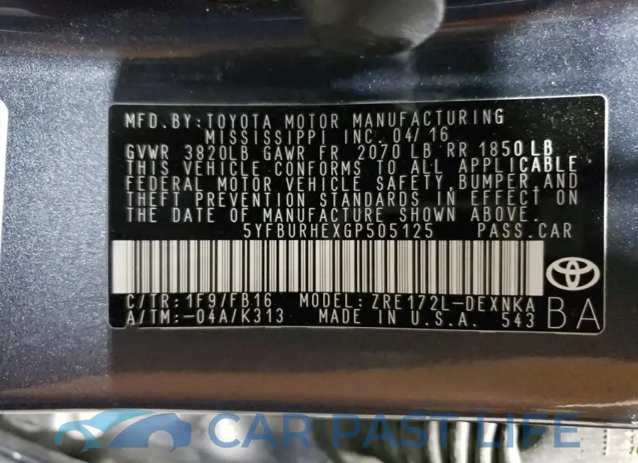 5YFBURHEXGP505125# 12