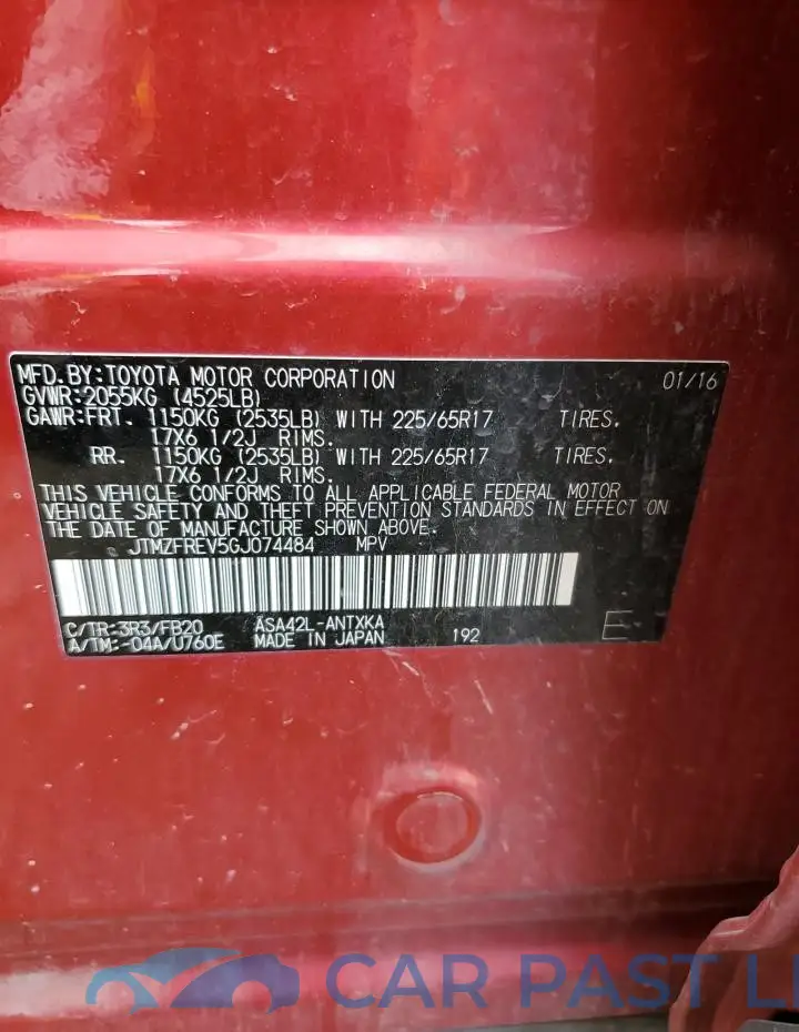 JTMZFREV5GJ074484# 13