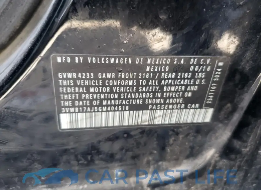3VWB17AJ5GM404518# 12