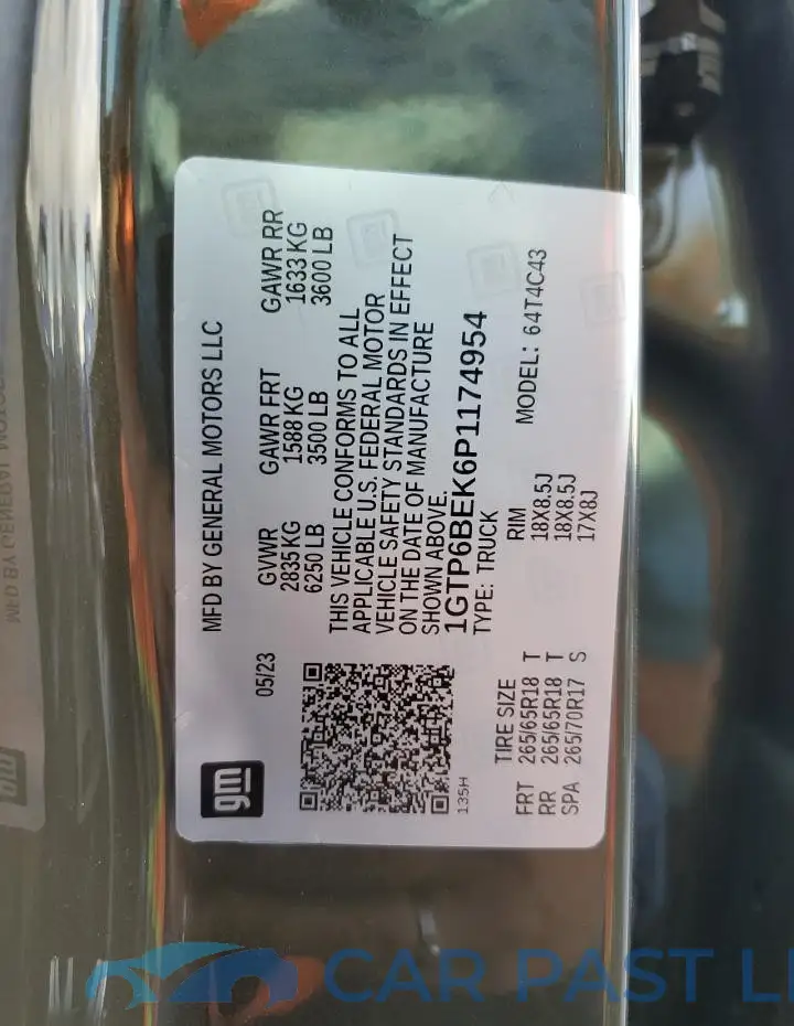 1GTP6BEK6P1174954# 13