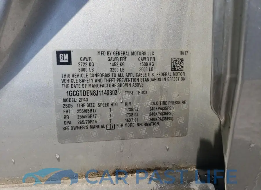 1GCGTDEN8J1149303# 12