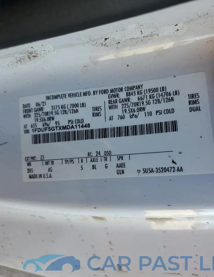1FDUF5GTXMDA11448# 12