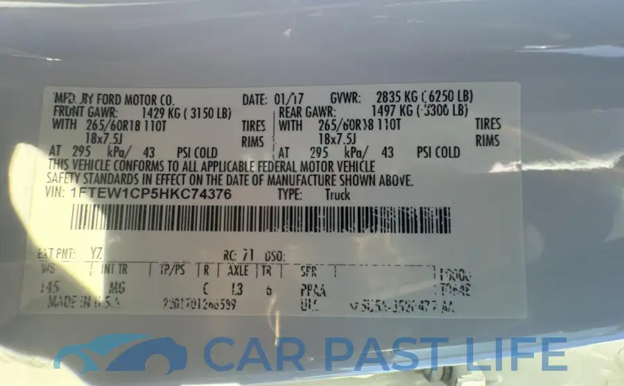 1FTEW1CP5HKC74376# 10