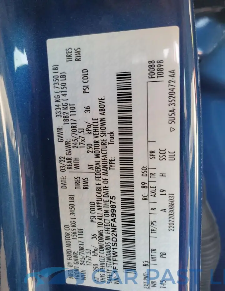 1FTFW1SD2NFA99875# 13