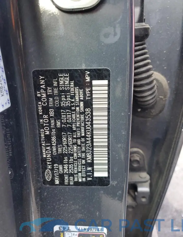 KM8J23A44KU043538# 12